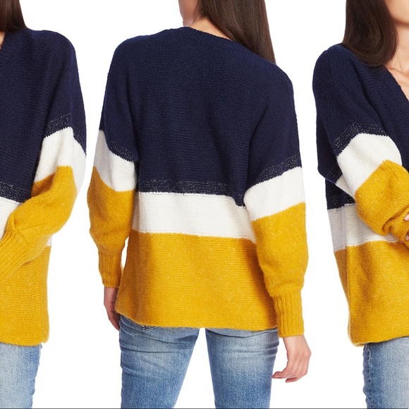 1 State Oversized Stripe V Neck Tunic SZ XS - Picture 3 of 8